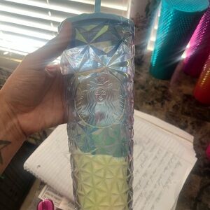 Taiwan Beach Sand Blue Prism Straw Cold Cup Summer 2024